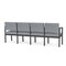 Lesro Lenox Steel 4 Seat Tandem Seating Metal Frame, Charcoal, RS Fog Upholstery LS4103 - alternate 2
